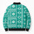 Fiji Masi All Teal Bomber Puffer Jacket Tapa Pattern - Polynesian Pride