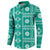 Fiji Masi All Teal Button Sweatshirt Tapa Pattern - Polynesian Pride