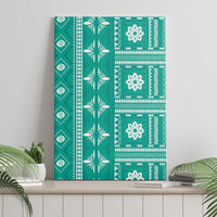 Fiji Masi All Teal Canvas Wall Art Tapa Pattern - Polynesian Pride