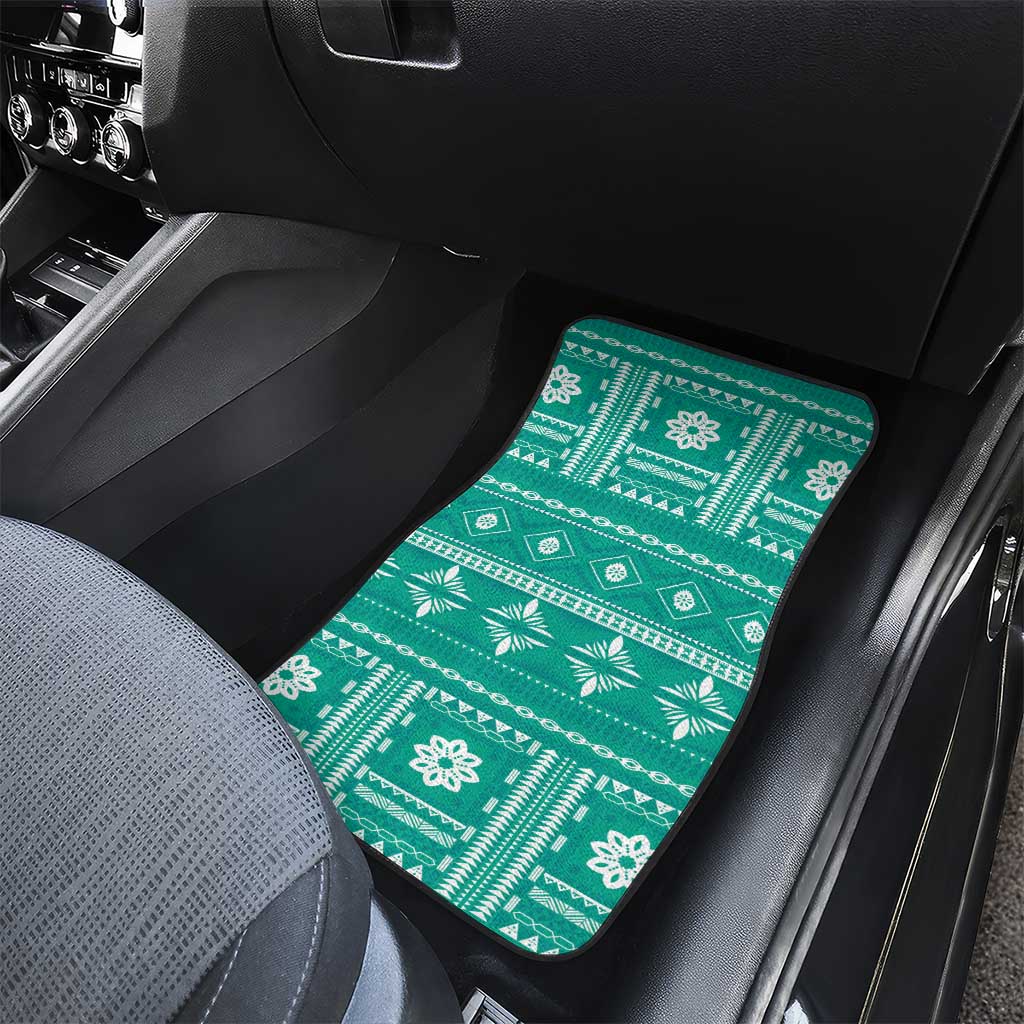 Fiji Masi All Teal Car Mats Tapa Pattern - Polynesian Pride
