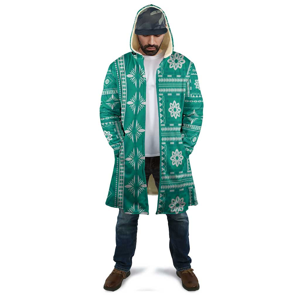 Fiji Masi All Teal Cloak Tapa Pattern - Polynesian Pride