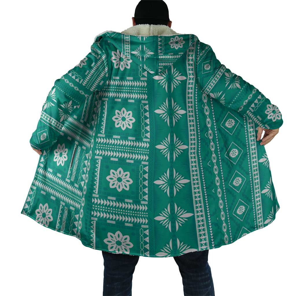 Fiji Masi All Teal Cloak Tapa Pattern - Polynesian Pride