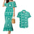Fiji Masi All Teal Couples Matching Mermaid Dress and Hawaiian Shirt Tapa Pattern - Polynesian Pride