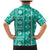 Fiji Masi All Teal Family Matching Mermaid Dress and Hawaiian Shirt Tapa Pattern - Polynesian Pride