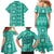 Fiji Masi All Teal Family Matching Mermaid Dress and Hawaiian Shirt Tapa Pattern - Polynesian Pride