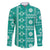 Fiji Masi All Teal Family Matching Mermaid Dress and Hawaiian Shirt Tapa Pattern - Polynesian Pride