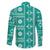 Fiji Masi All Teal Family Matching Off The Shoulder Long Sleeve Dress and Hawaiian Shirt Tapa Pattern - Polynesian Pride