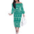 Fiji Masi All Teal Family Matching Off The Shoulder Long Sleeve Dress and Hawaiian Shirt Tapa Pattern - Polynesian Pride