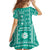 Fiji Masi All Teal Family Matching Off Shoulder Short Dress and Hawaiian Shirt Tapa Pattern - Polynesian Pride