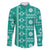 Fiji Masi All Teal Family Matching Short Sleeve Bodycon Dress and Hawaiian Shirt Tapa Pattern - Polynesian Pride
