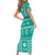 Fiji Masi All Teal Family Matching Short Sleeve Bodycon Dress and Hawaiian Shirt Tapa Pattern - Polynesian Pride