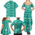Fiji Masi All Teal Family Matching Summer Maxi Dress and Hawaiian Shirt Tapa Pattern - Polynesian Pride