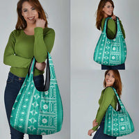 Fiji Masi All Teal Grocery Bag Tapa Pattern - Polynesian Pride