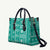 Fiji Masi All Teal Leather Bag Tapa Pattern - Polynesian Pride
