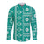 Fiji Masi All Teal Long Sleeve Button Shirt Tapa Pattern - Polynesian Pride