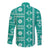 Fiji Masi All Teal Long Sleeve Button Shirt Tapa Pattern - Polynesian Pride