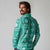 Fiji Masi All Teal Long Sleeve Polo Shirt Tapa Pattern - Polynesian Pride