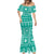 Fiji Masi All Teal Mermaid Dress Tapa Pattern - Polynesian Pride