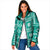 Fiji Masi All Teal Padded Jacket Tapa Pattern - Polynesian Pride