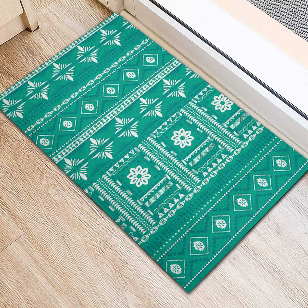 Fiji Masi All Teal Rubber Doormat Tapa Pattern - Polynesian Pride