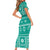 Fiji Masi All Teal Short Sleeve Bodycon Dress Tapa Pattern - Polynesian Pride