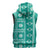 Fiji Masi All Teal Sleeveless Hoodie Tapa Pattern - Polynesian Pride