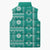 Fiji Masi All Teal Sleeveless Puffer Jacket Tapa Pattern - Polynesian Pride