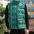 Fiji Masi All Teal Sleeveless Puffer Jacket Tapa Pattern - Polynesian Pride
