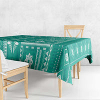 Fiji Masi All Teal Tablecloth Tapa Pattern - Polynesian Pride