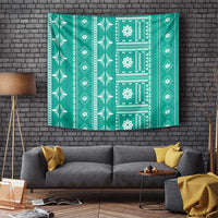 Fiji Masi All Teal Tapestry Tapa Pattern - Polynesian Pride