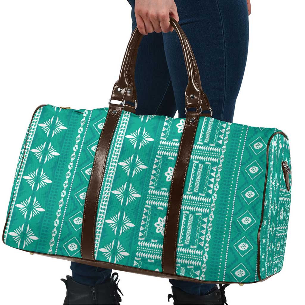 Fiji Masi All Teal Travel Bag Tapa Pattern - Polynesian Pride