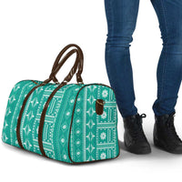 Fiji Masi All Teal Travel Bag Tapa Pattern - Polynesian Pride