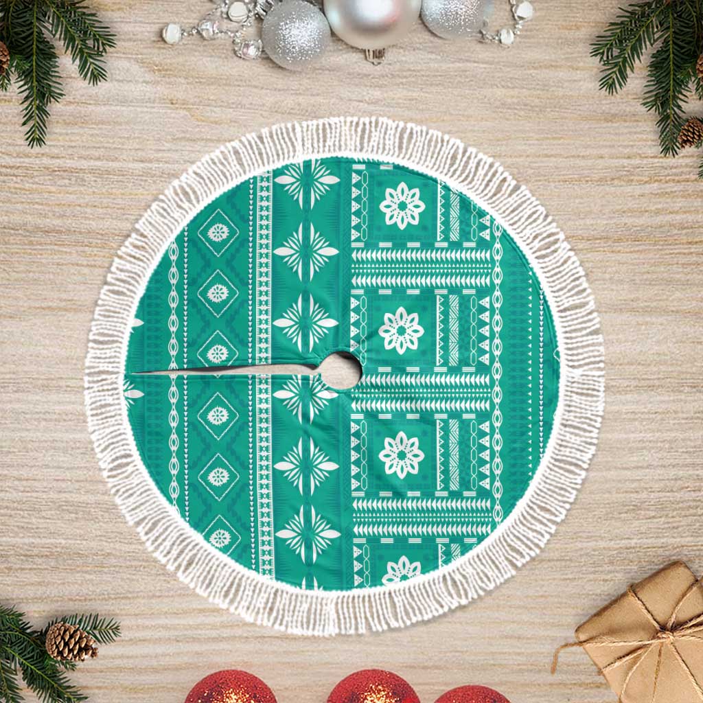 Fiji Masi All Teal Tree Skirt Tapa Pattern - Polynesian Pride