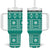 Fiji Masi All Teal Tumbler With Handle Tapa Pattern - Polynesian Pride
