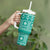 Fiji Masi All Teal Tumbler With Handle Tapa Pattern - Polynesian Pride