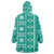 Fiji Masi All Teal Wearable Blanket Hoodie Tapa Pattern - Polynesian Pride