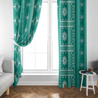 Fiji Masi All Teal Window Curtain Tapa Pattern - Polynesian Pride