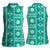 Fiji Masi All Teal Women Sleeveless Polo Shirt Tapa Pattern - Polynesian Pride