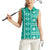 Fiji Masi All Teal Women Sleeveless Polo Shirt Tapa Pattern - Polynesian Pride