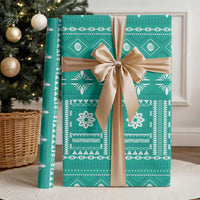 Fiji Masi All Teal Wrapping Paper Tapa Pattern - Polynesian Pride