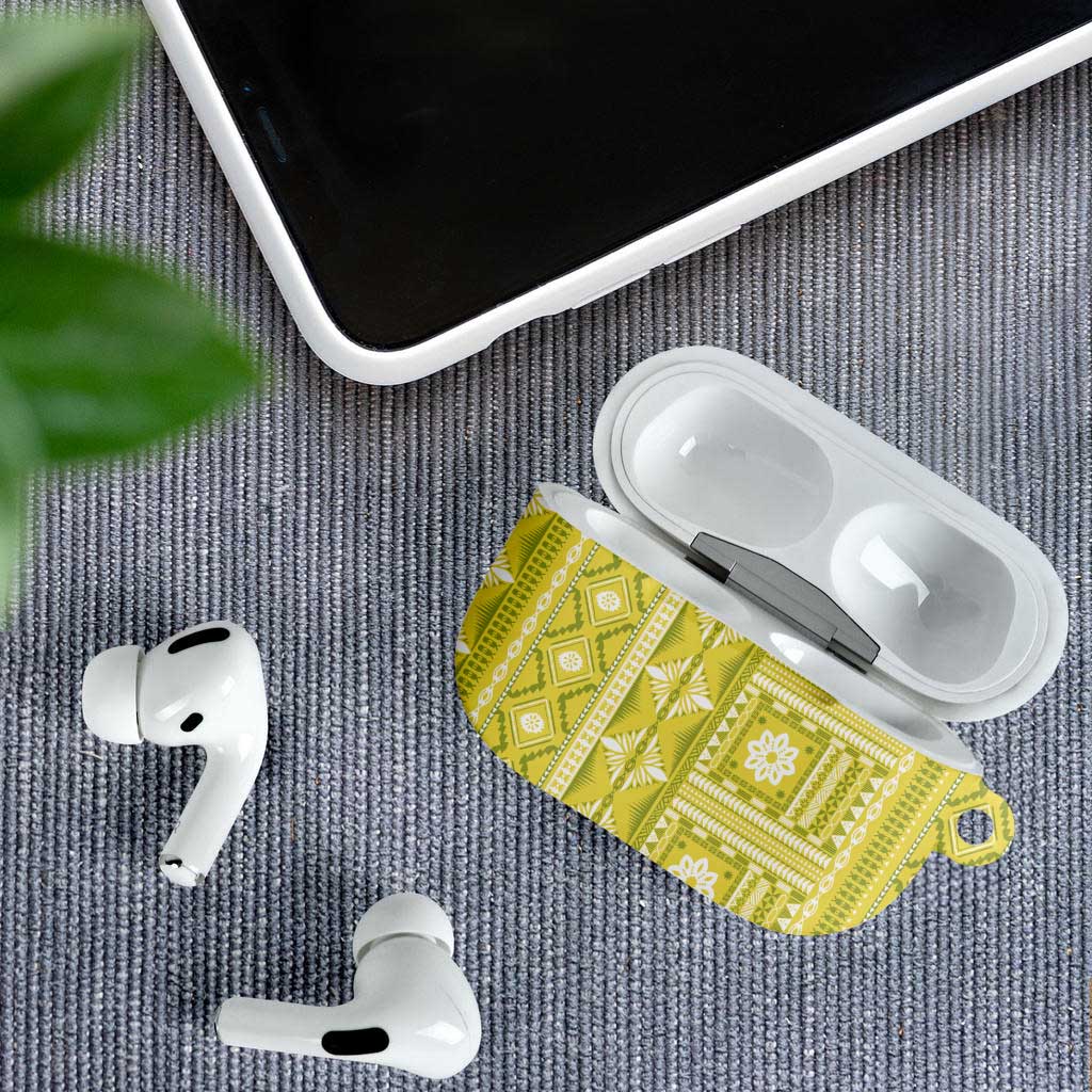 Fiji Masi All Yellow AirPods Case Tapa Pattern - Polynesian Pride