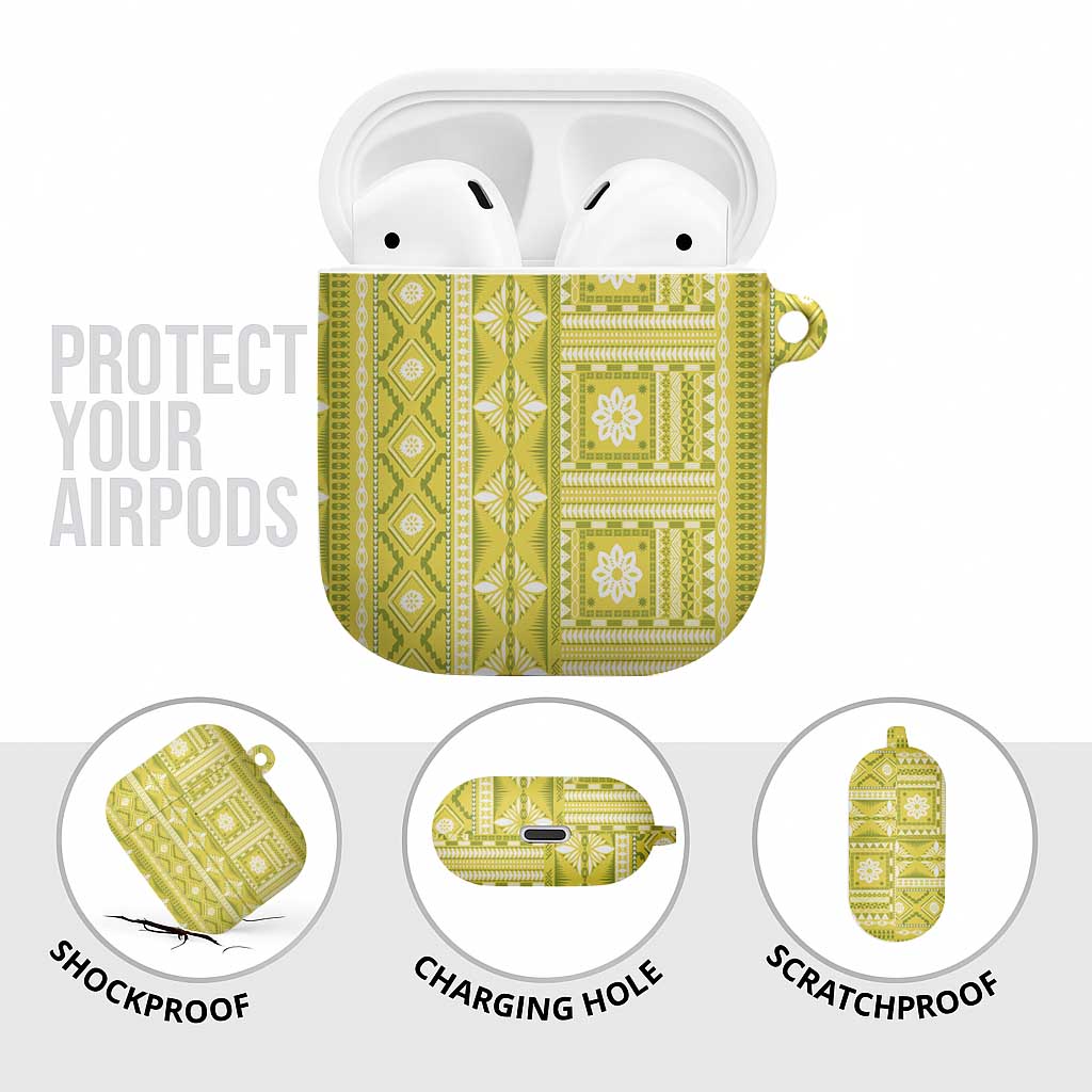 Fiji Masi All Yellow AirPods Case Tapa Pattern - Polynesian Pride