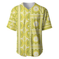 Fiji Masi All Yellow Baseball Jersey Tapa Pattern - Polynesian Pride
