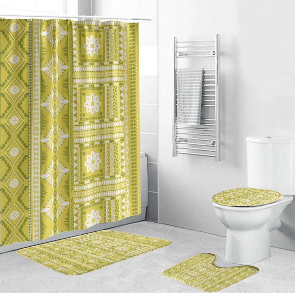 Fiji Masi All Yellow Bathroom Set Tapa Pattern - Polynesian Pride