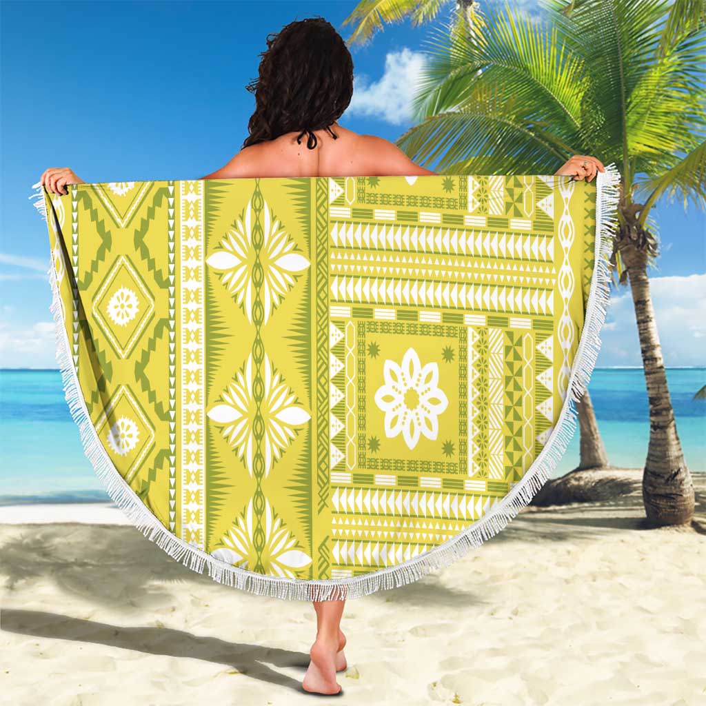 Fiji Masi All Yellow Beach Blanket Tapa Pattern - Polynesian Pride