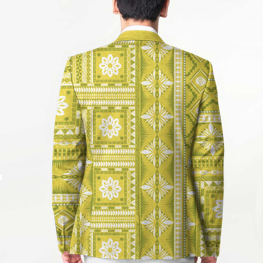 Fiji Masi All Yellow Blazer Tapa Pattern - Polynesian Pride