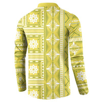 Fiji Masi All Yellow Button Sweatshirt Tapa Pattern - Polynesian Pride
