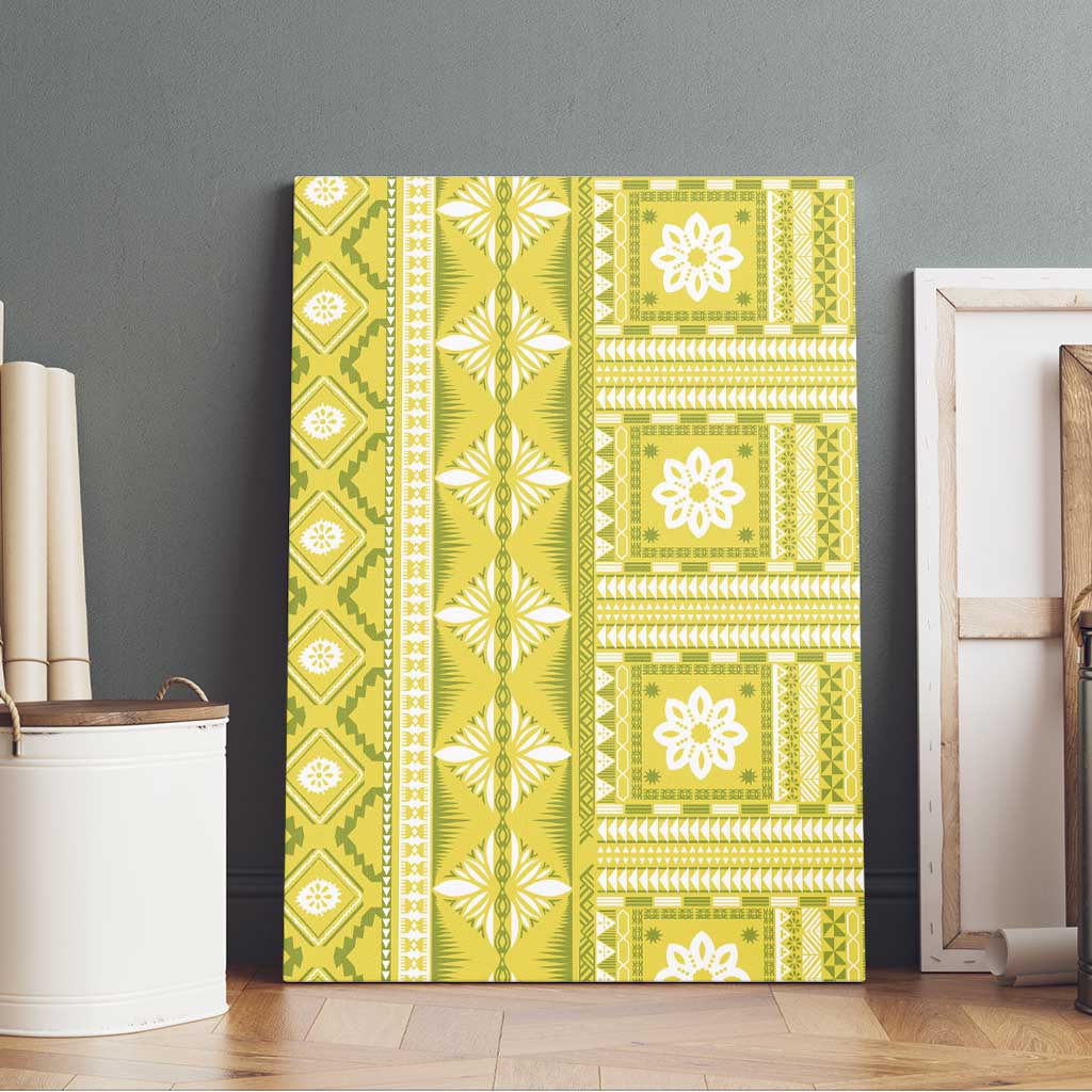 Fiji Masi All Yellow Canvas Wall Art Tapa Pattern - Polynesian Pride