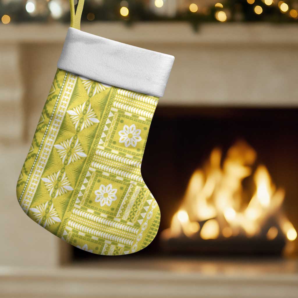 Fiji Masi All Yellow Christmas Stocking Tapa Pattern - Polynesian Pride
