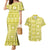Fiji Masi All Yellow Couples Matching Mermaid Dress and Hawaiian Shirt Tapa Pattern - Polynesian Pride